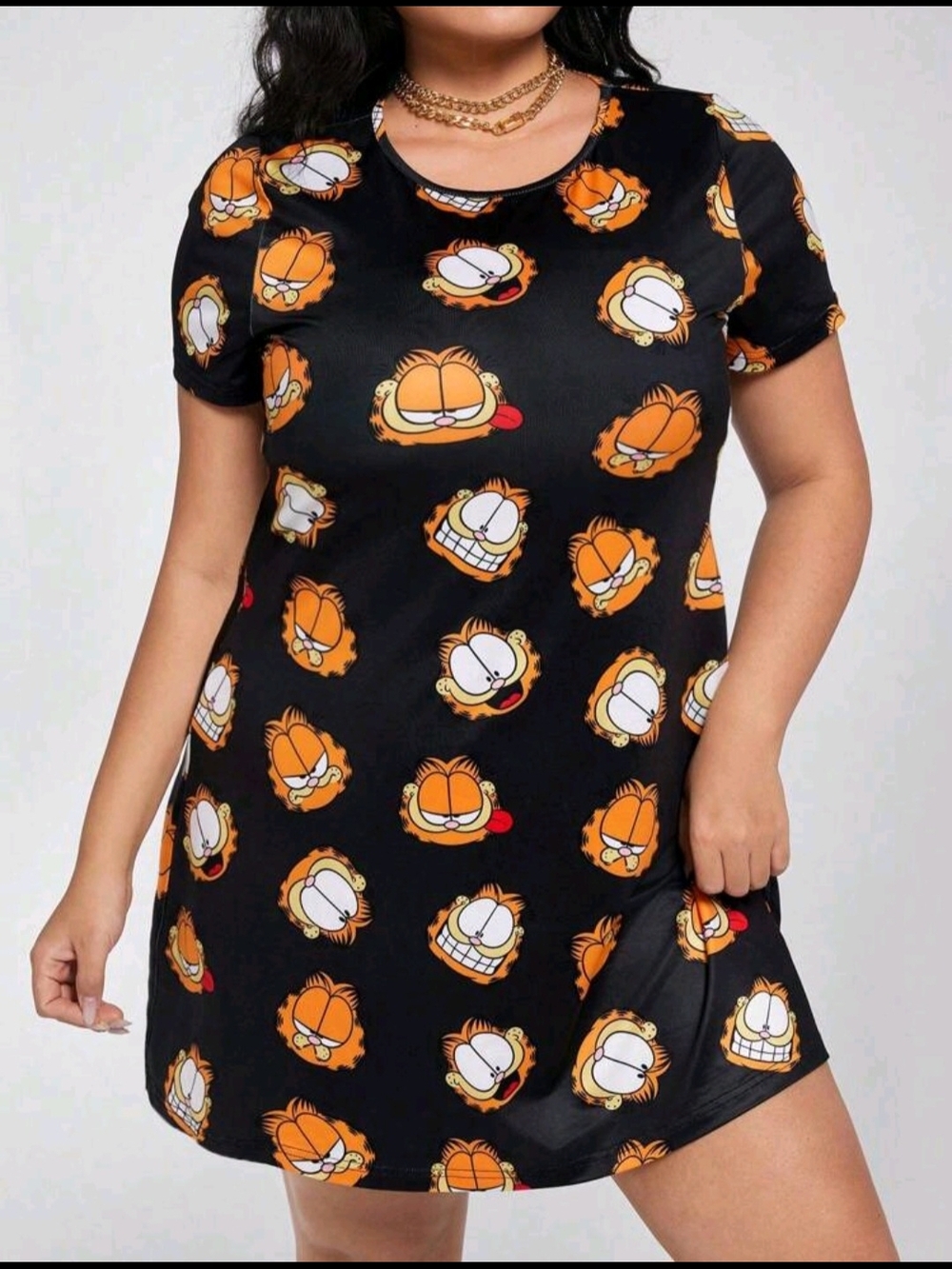 Garfield All-Over Print Black Tee Dress